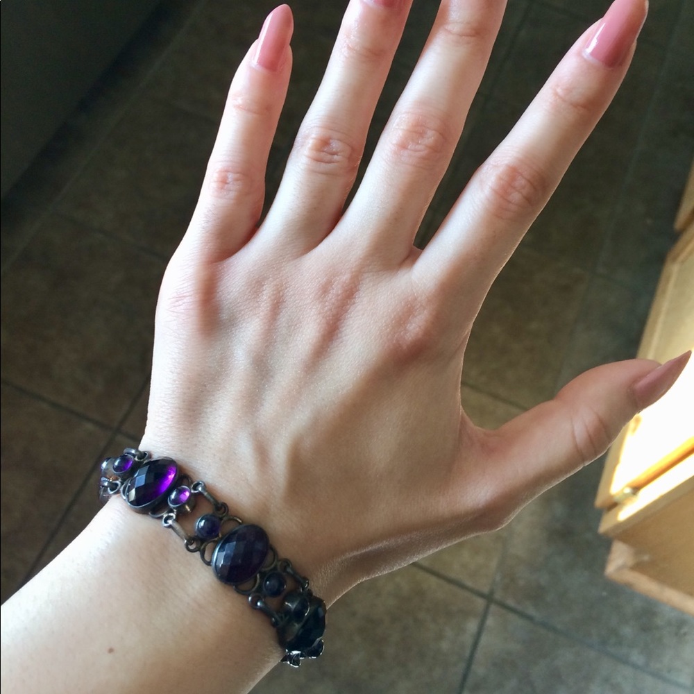 🍇Regal Purple Gem Bracelet Bar Closure